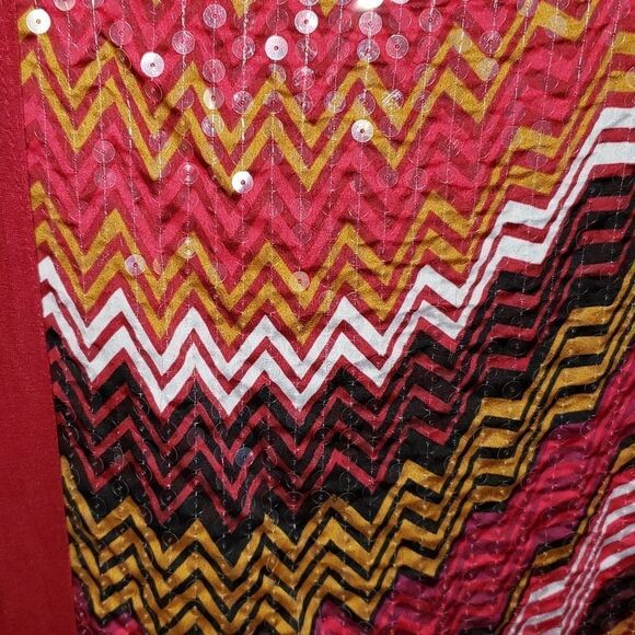 August Silk Multi-colored Chevron Sequin Crewneck Top - Picture 7 of 9